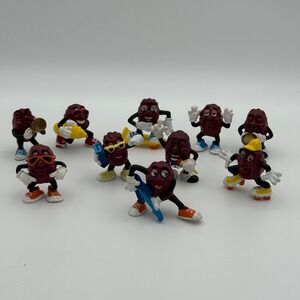 Vintage California Raisins PVC Figure Lot 10pc 1980s Music Skateboard Retro Toys